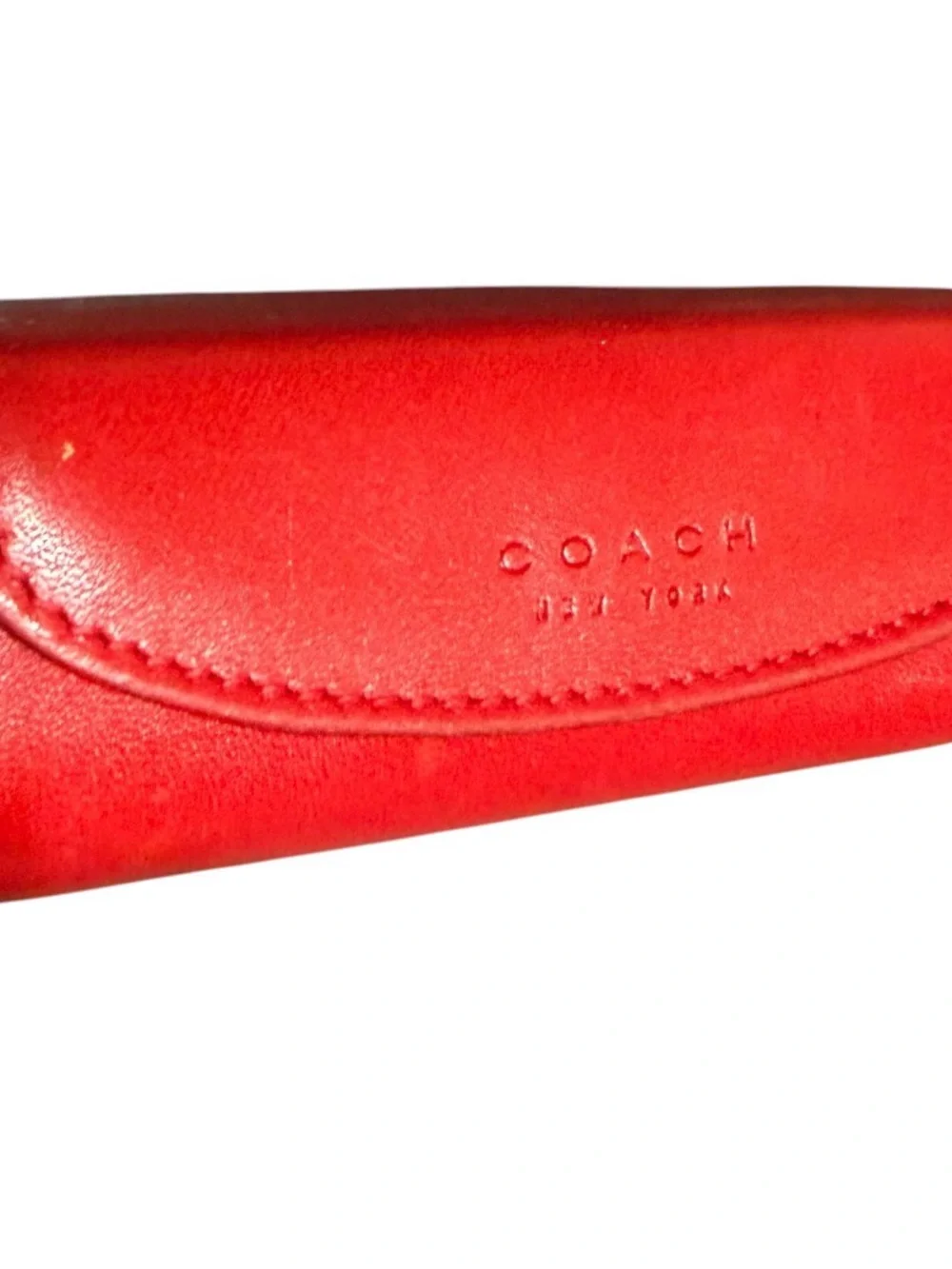 Vtg Coach Red Leather Lipstick Case w/ Mirror - Made in Italy - EUC
